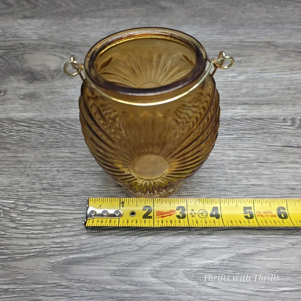 Amber Lantern Style Small Vase‎ - Great For Any Occasion - 4.5